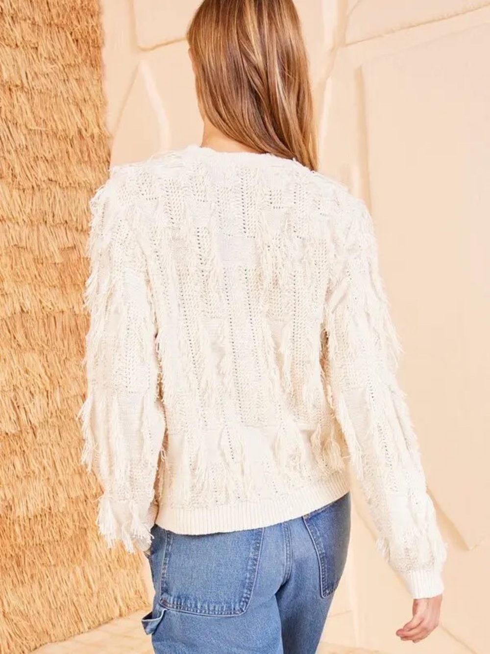 NWT Ulla Johnson Eliana Cream Pull Over Fringed Crewneck Sweater Small - Picture 4 of 8